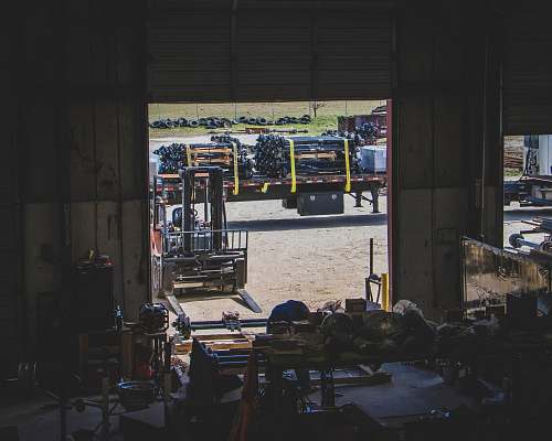 indoors black forklift outside factory interior design